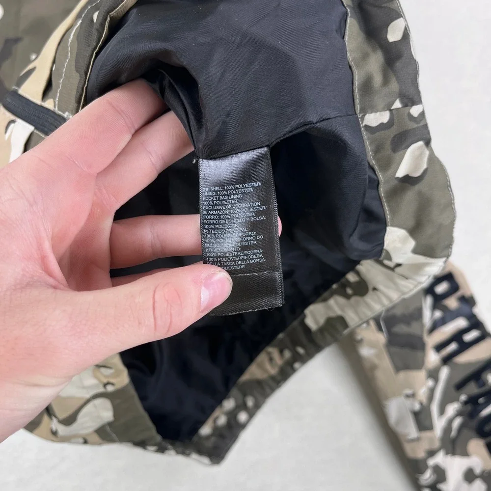 The North Face DryVent Camo Rain Jacket Mens Small Tan Brown Hooded Windbreaker